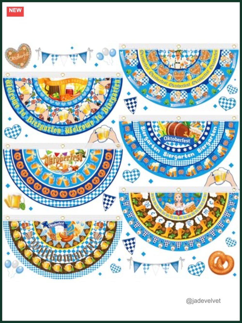 Oktoberfest Fabric Bunting Flags 6 Pack Beer Party Decorations
